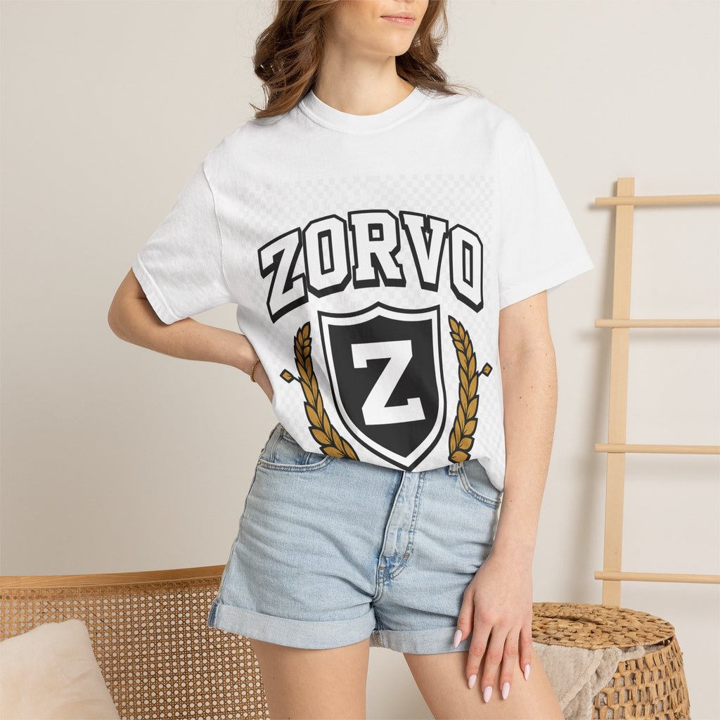 Zorvo Streetwear Tee — Varsity Crest Graphic