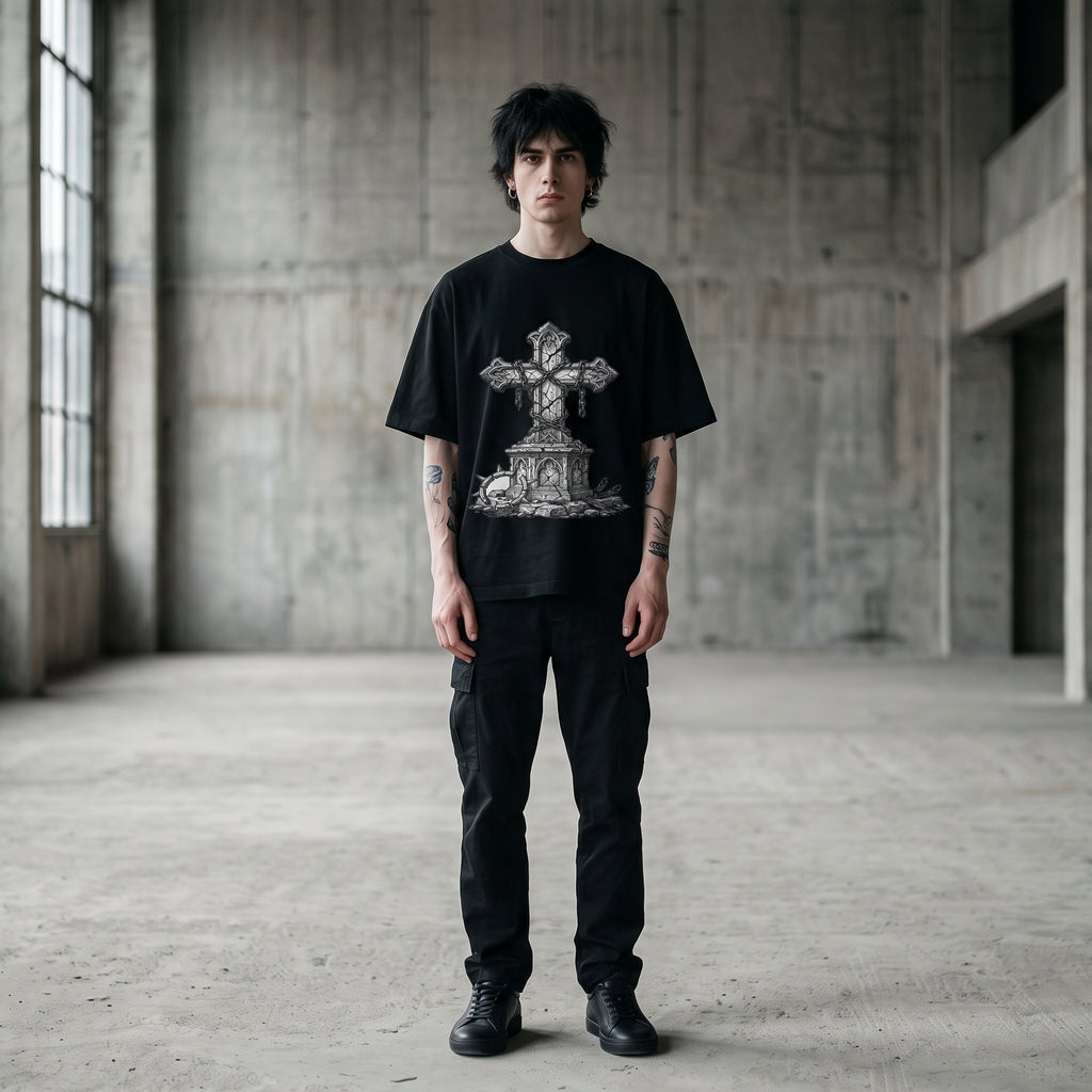 BROKEN CROSS Oversized Heavyweight Tee