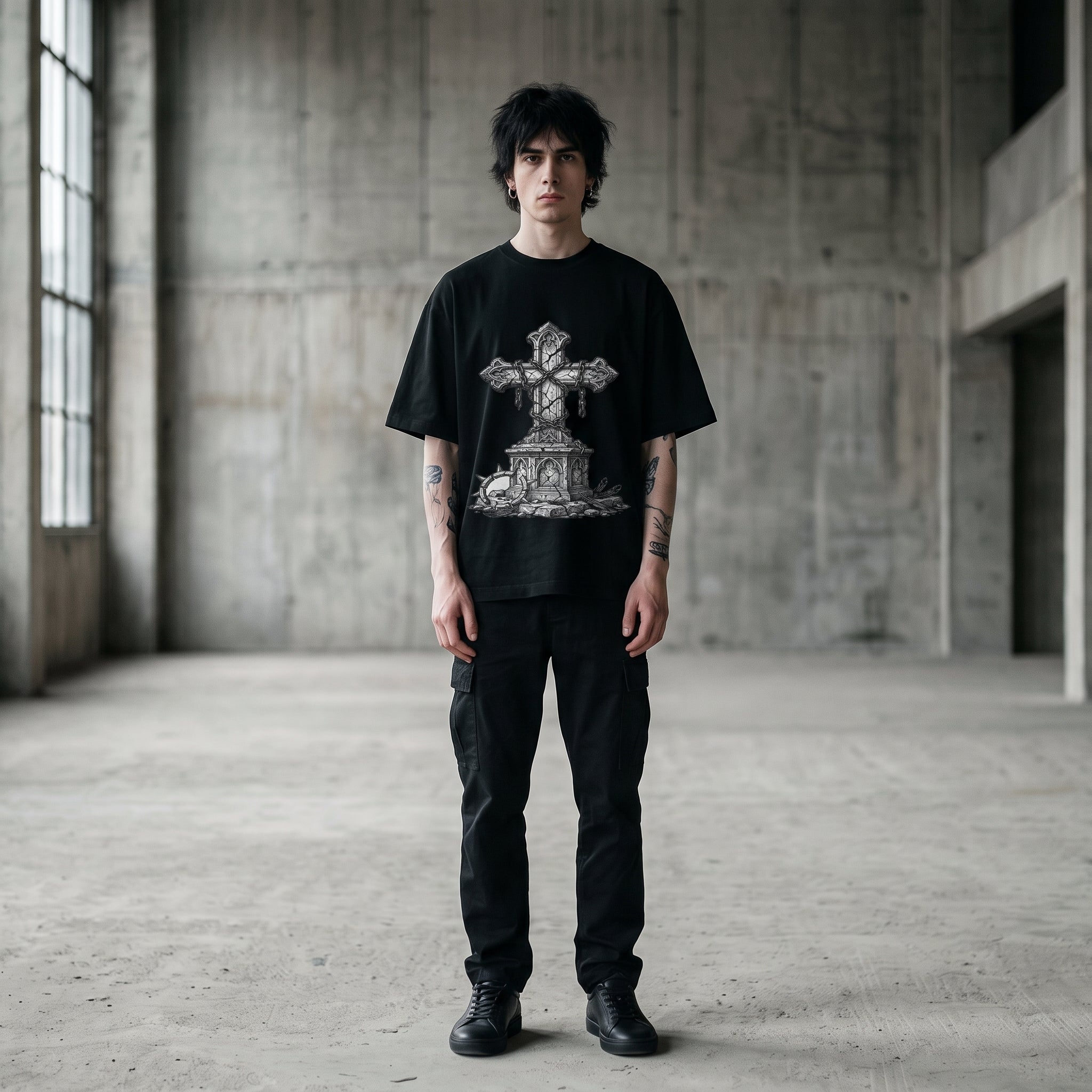 BROKEN CROSS Oversized Heavyweight Tee