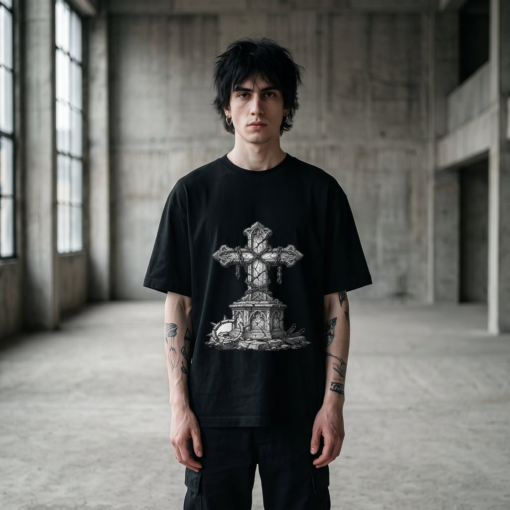 BROKEN CROSS Oversized Heavyweight Tee