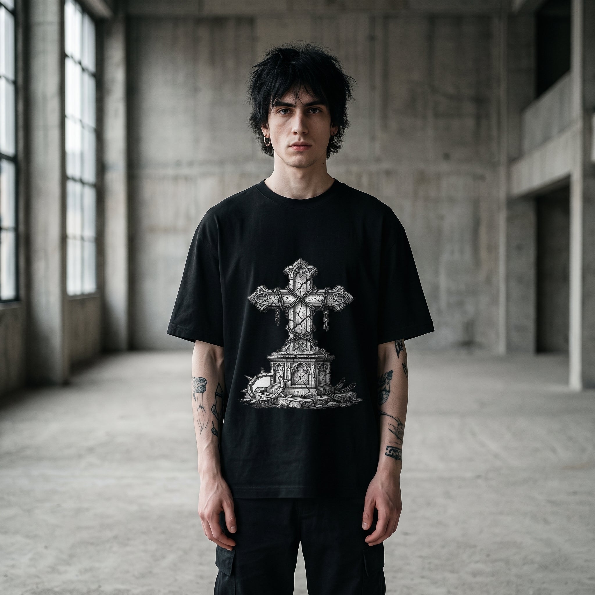 BROKEN CROSS Oversized Heavyweight Tee