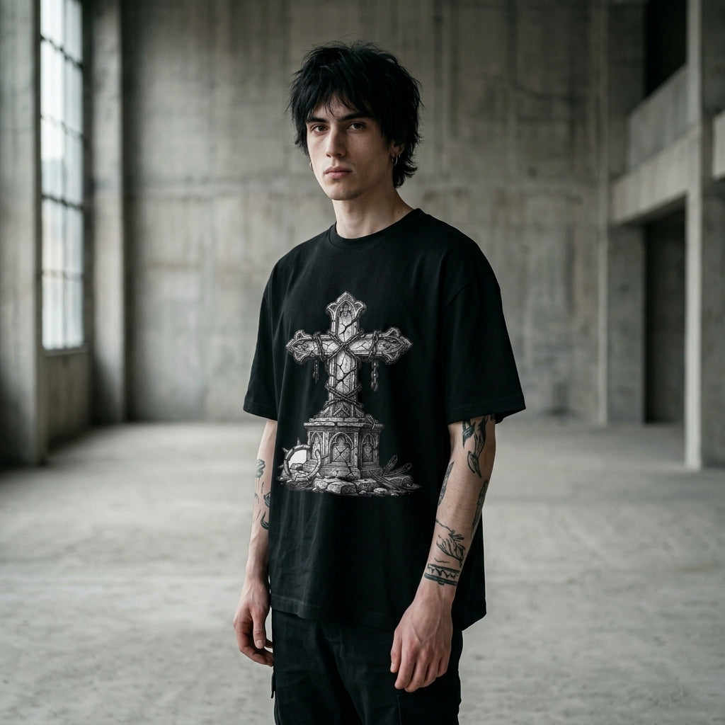 BROKEN CROSS Oversized Heavyweight Tee
