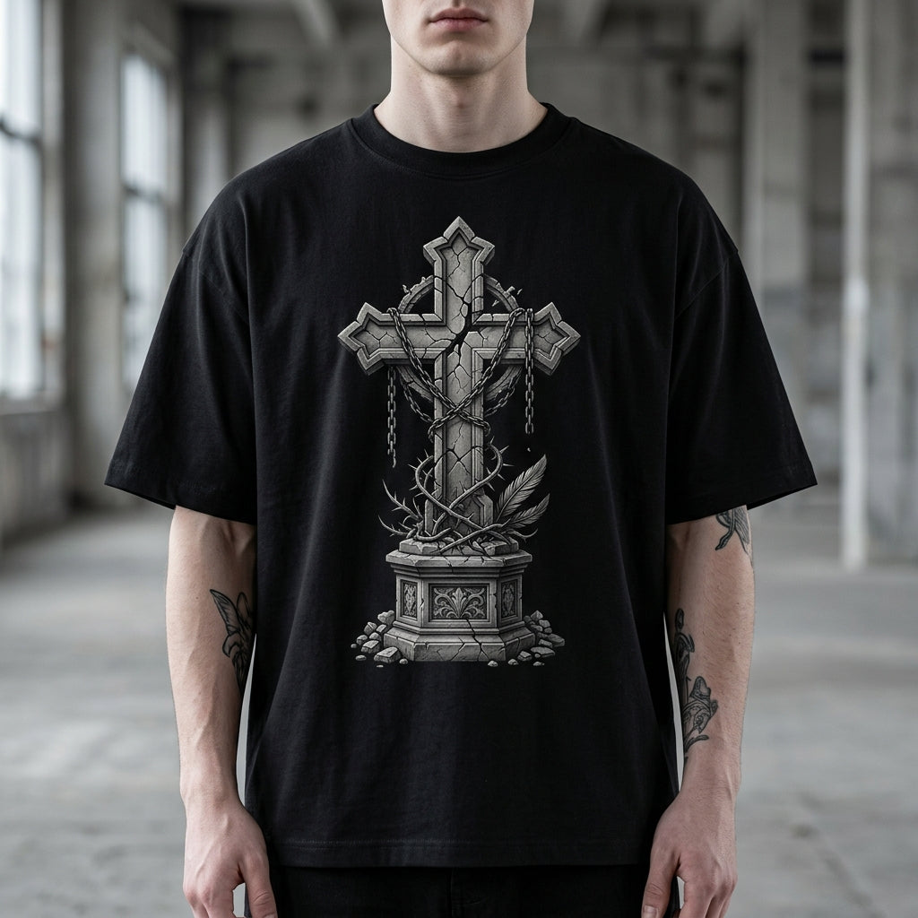 BROKEN CROSS Oversized Heavyweight Tee