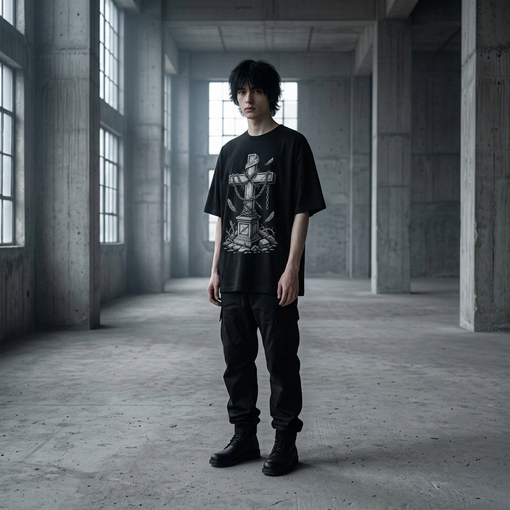 BROKEN CROSS Oversized Heavyweight Tee