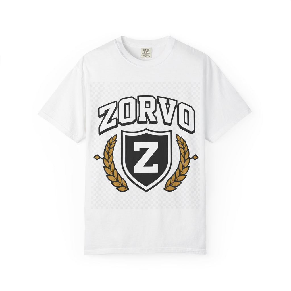 Zorvo Streetwear Tee — Varsity Crest Graphic